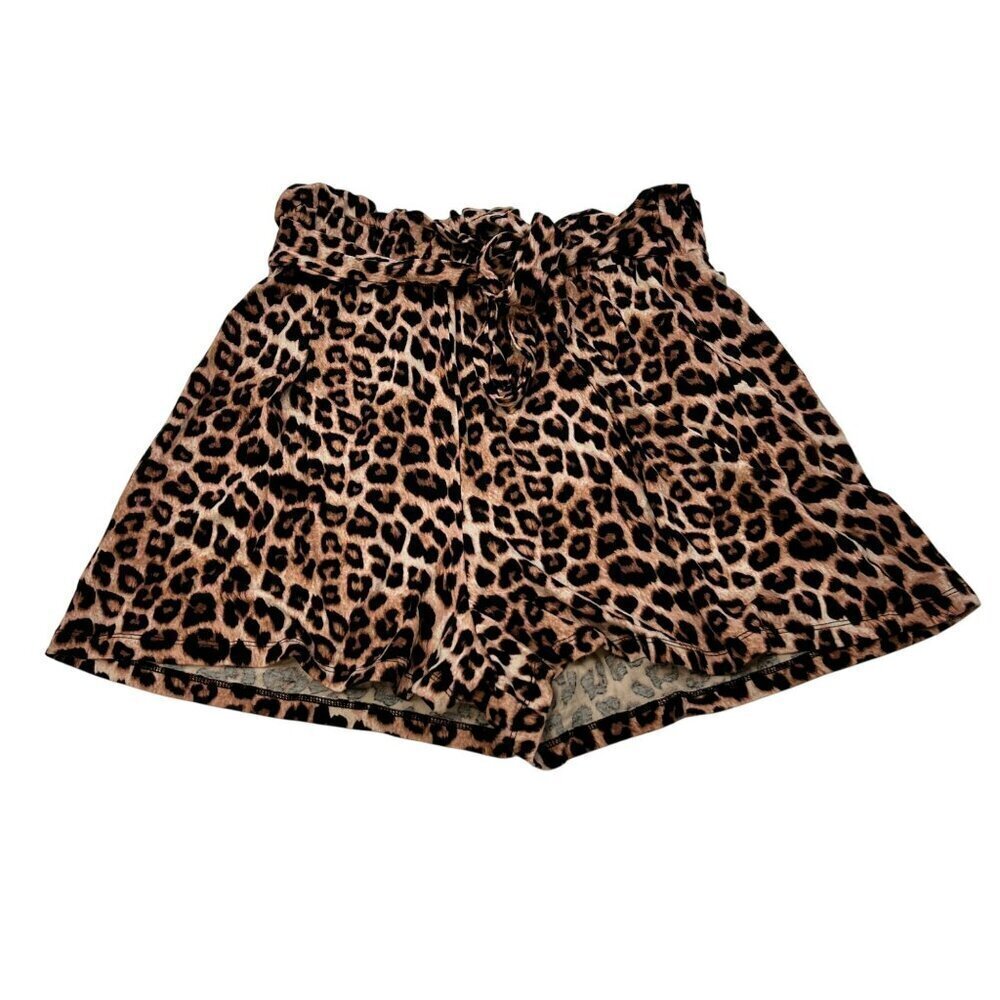 Asos Women’s Leopard Print Pull On Belted Shorts Black/Multi Size 4